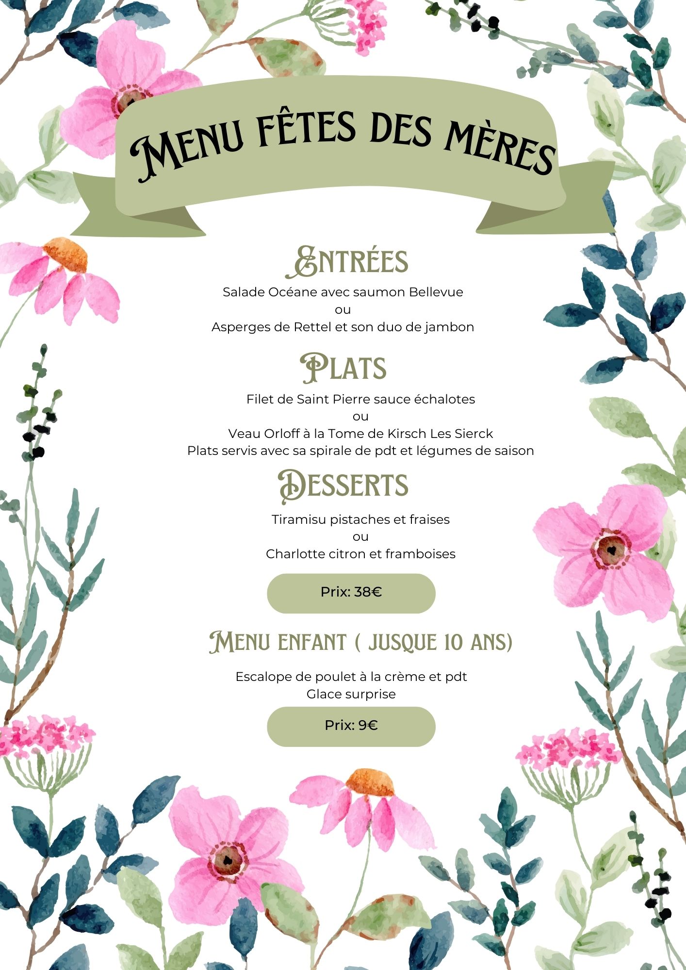 Minimalist Pastel Floral Mother's Day Lunch Menu (2)
